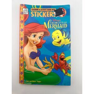 Disney Little Mermaid Mini Coloring Book + Stickers Y2K 2001 Disneyana Princess‎